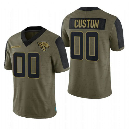 Custom J.Jaguars number Olive 2021 Salute To Service Limited Jersey