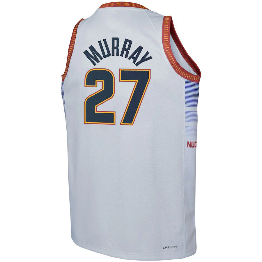 D.Nuggets #27 Jamal Murray 2022-23 Swingman Jersey City Edition Silver Stitched American Basketball Jersey