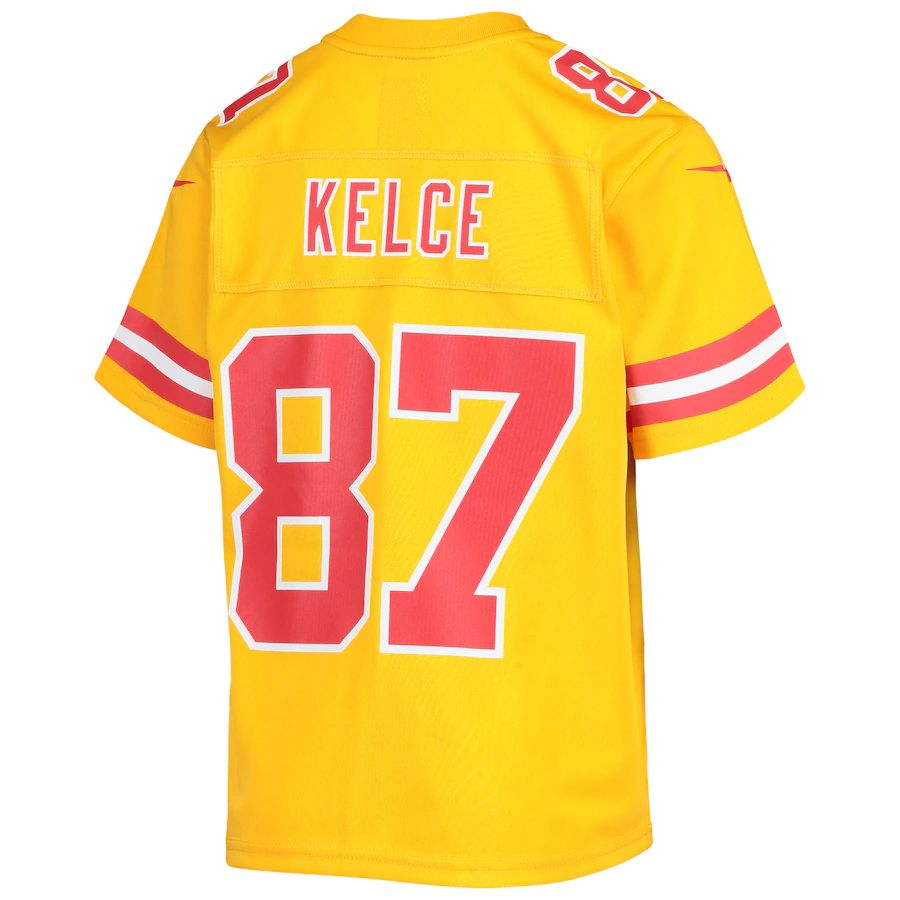 KC.Chiefs #87 Travis Kelce Gold Inverted Team Game Jersey Stitched American Football Jerseys