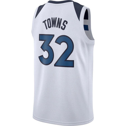 M.Timberwolves #32 Karl-Anthony Towns Swingman Jersey Association Edition White Stitched American Basketball Jersey