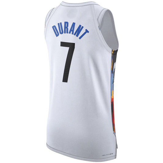 B.Nets #7 Kevin Durant 2022-23 Authentic Jersey City Edition White Stitched American Basketball Jersey