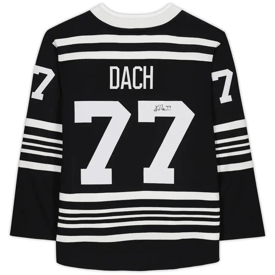 C.Blackhawks #77 Kirby Dach Fanatics Authentic Autographed Fanatics Alternate Breakaway Jersey Black Stitched American Hockey Jerseys