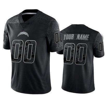 Custom LA.Chargers Active Player Black Reflective Limited Stitched Football Jersey  American Jerseys