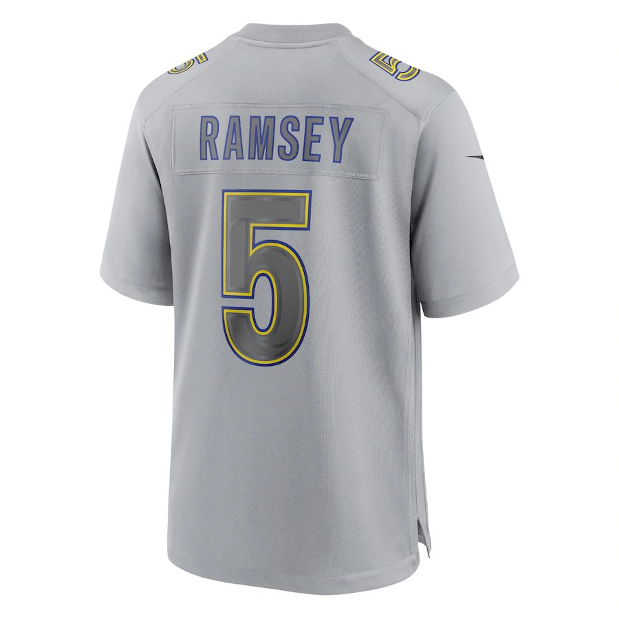 LA.Rams #5 Jalen Ramsey  Gray Atmosphere Fashion Game Jersey Stitched American Football Jersey