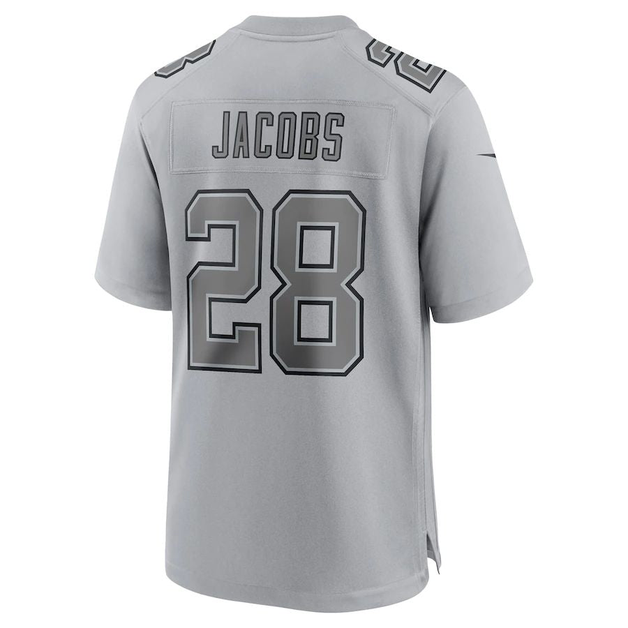 LV.Raiders #28 Josh Jacobs Gray Atmosphere Fashion Game Jersey Stitched American Football Jerseys