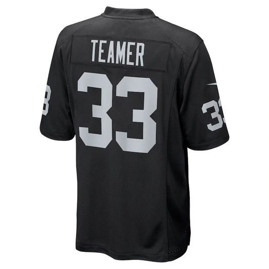 LV. Raiders #33 Roderic Teamer Black Game Jersey Stitched American Football Jerseys