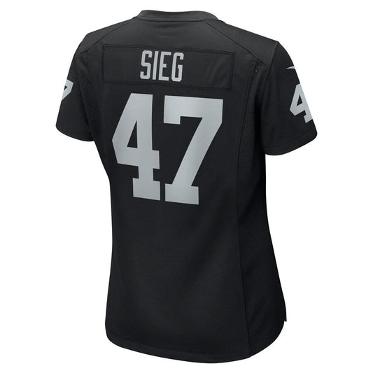 LV. Raiders #47 Trent Sieg Black Game Jersey Stitched American Football Jerseys