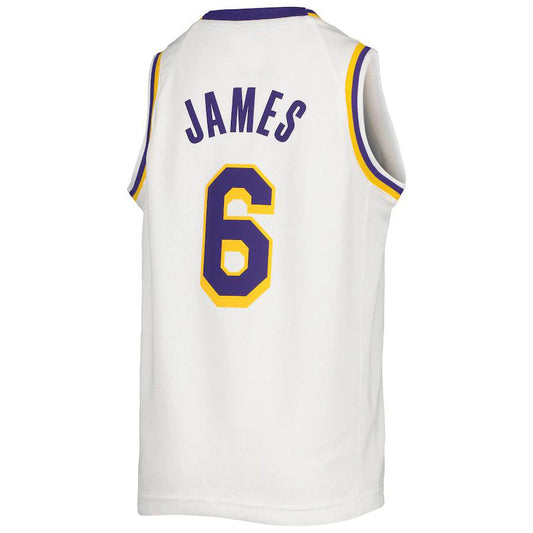 LA.Lakers #6 LeBron James 2020-21 Swingman Jersey Association Edition White Stitched American Basketball Jersey