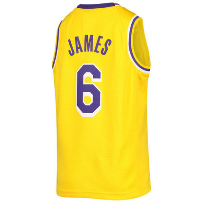 LA.Lakers #6 LeBron James 2021-22 Diamond Swingman Jersey Gold Stitched American Basketball Jersey