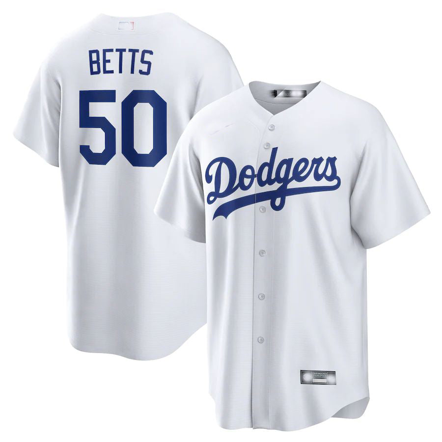 Los Angeles Dodgers # 50 Mookie Betts White Home Replica Player Name Jersey Baseball Jerseys