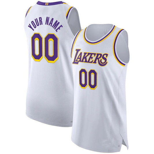 Custom LA.Lakers 2021-22 Diamond Authentic  Jersey Association Edition  White Stitched Basketball Jersey