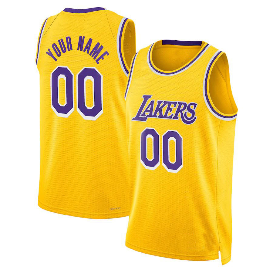 Custom LA.Lakers Unisex 2022-23 Swingman Jersey Gold Icon Edition Stitched Basketball Jersey