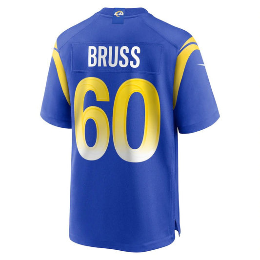 LA.Rams #60 Logan Bruss Royal Game Player Jersey Stitched American Football Jerseys