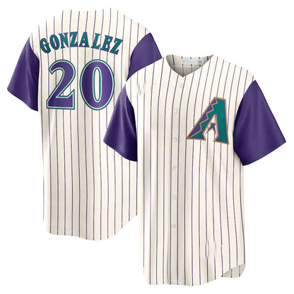 Arizona Diamondbacks #20 Luis Gonzalez Alternate Cooperstown Collection Player Jersey - Cream Purple Stitches Baseball Jerseys