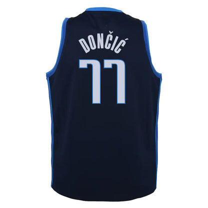 D.Mavericks #77 Luka Doncic 2020-21 Swingman Player Jersey Navy Earned Edition Stitched American Basketball Jersey