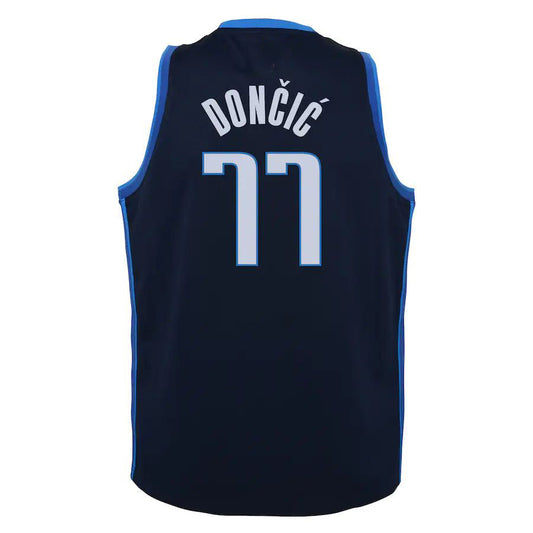 D.Mavericks #77 Luka Doncic 2020-21 Swingman Player Jersey Navy Earned Edition Stitched American Basketball Jersey