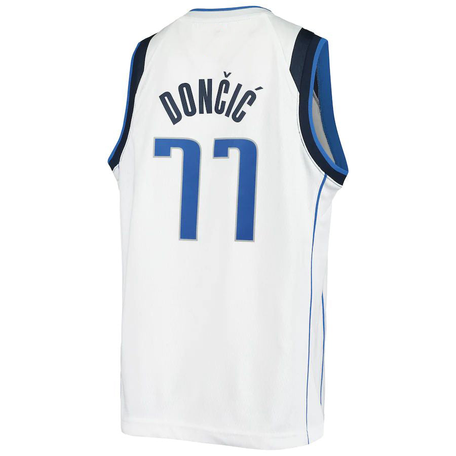 D.Mavericks #77 Luka Doncic Swingman Player Jersey White Association Edition Stitched American Basketball Jersey