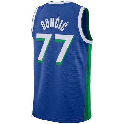 D.Mavericks #77 Luka Doncic  Unisex 2022-23 Swingman Jersey City Edition Blue Stitched American Basketball Jersey