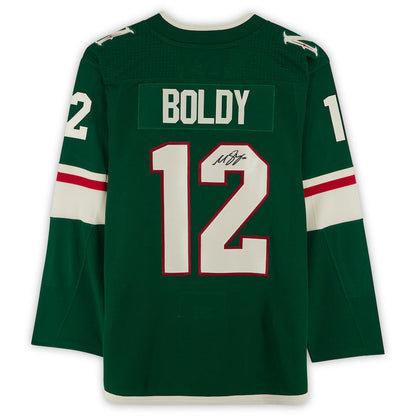 M.Wild #12 Matthew Boldy Fanatics Authentic Autographed Jersey Green Stitched American Hockey Jerseys