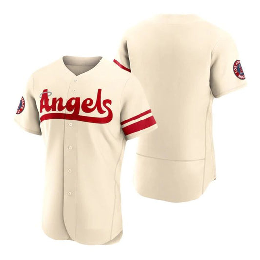 Baseball Jerseys Men Los Angeles Angels Blank Cream Stitched 2022 City Connect Jersey