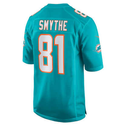 M.Dolphins #81 Durham Smythe Aqua Game Jersey Stitched American Football Jerseys