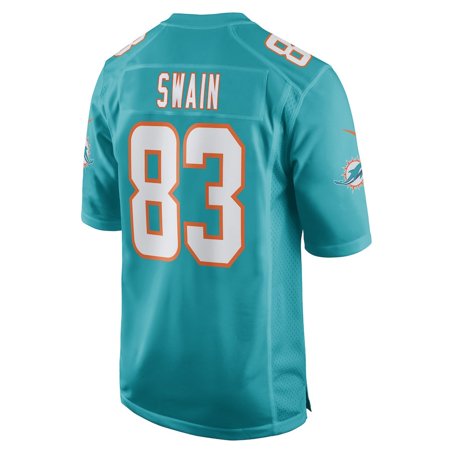 M.Dolphins #83 Freddie Swain Aqua Game Player Jersey Stitched American Football Jerseys