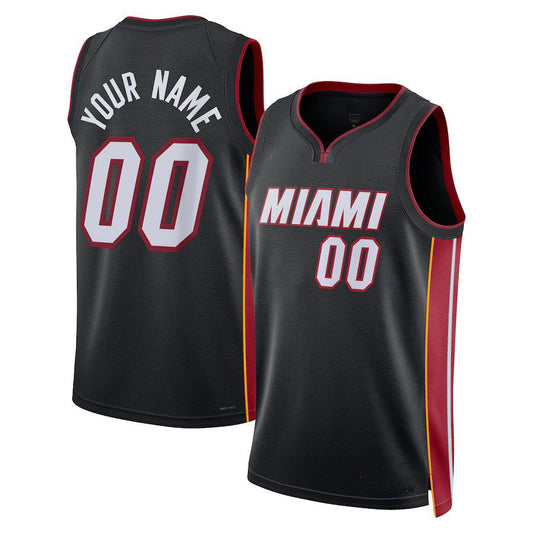 Custom M.Heat Unisex 2022-23 Swingman Jersey Black Icon Edition Statement Edition Stitched Basketball Jersey