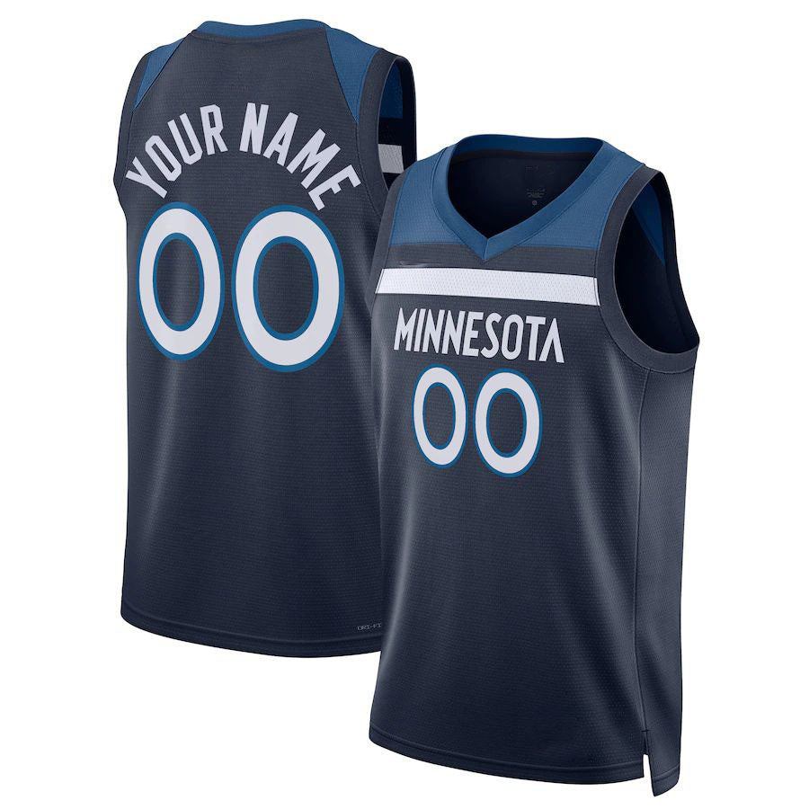 Custom M.Timberwolves Unisex 2022-23 Swingman Jersey Icon Edition Navy Stitched Basketball Jersey