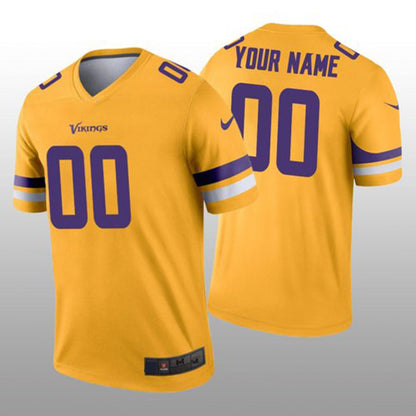 Custom MN.Vikings Gold Inverted Legend Jersey Stitched Jerseys Football Jerseys