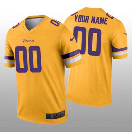 Custom MN.Vikings Gold Inverted Legend Jersey Stitched Jerseys Football Jerseys