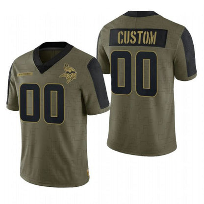 Custom MN.Vikings Olive 2021 Salute To Service Limited Football Jerseys