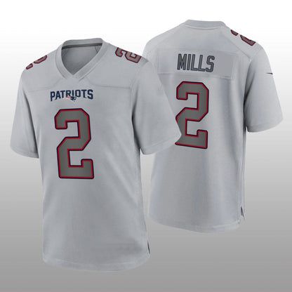 NE.Patriots #22 Jalen Mills Gray Atmosphere Game Jersey Stitched American Football Jerseys