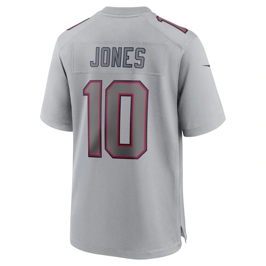 NE.Patriots #10 Mac Jones Gray Atmosphere Fashion Game Jersey Stitched American Football Jerseys