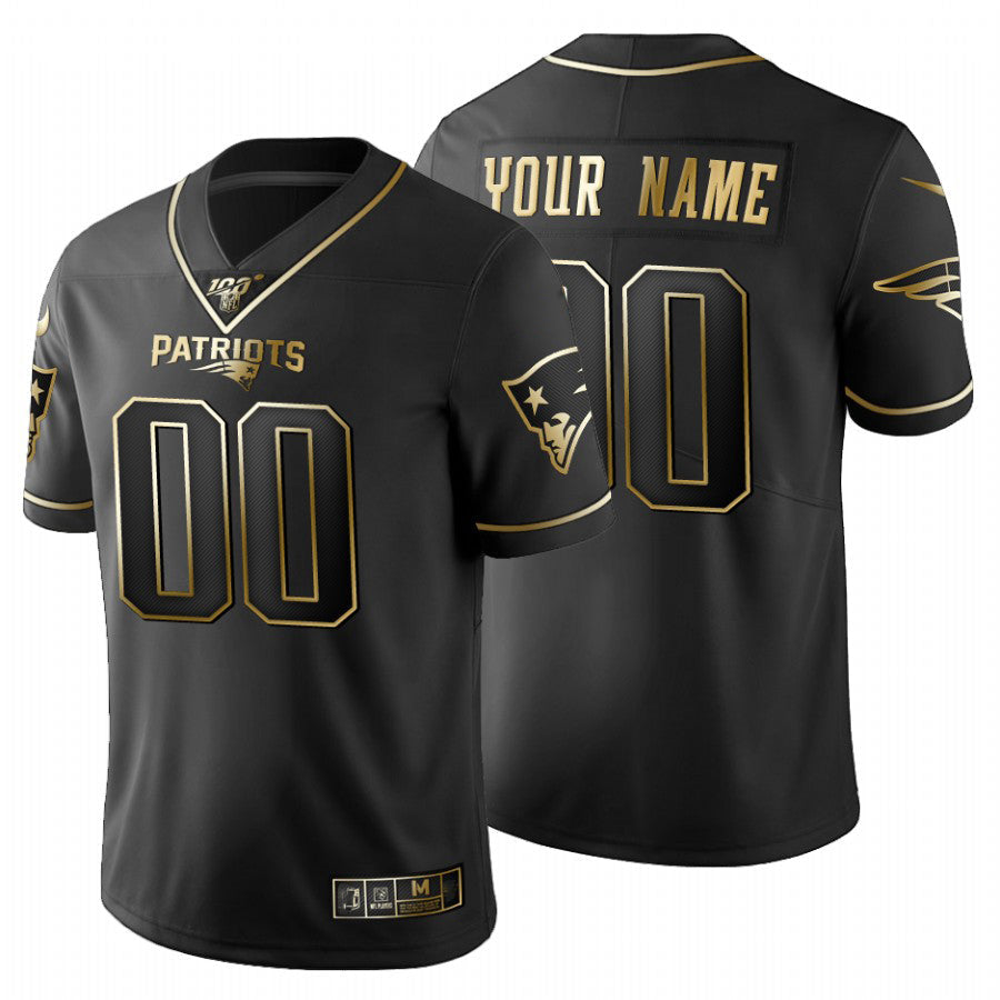 Custom NE.Patriots Black Golden 100th Limited Jersey Stitched American Football Jerseys