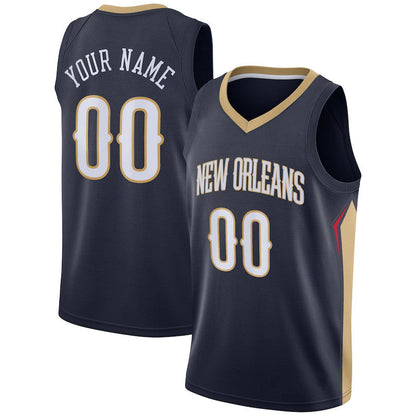 Custom NO.Pelicans Swingman  Jersey Navy Icon Edition Stitched Basketball Jersey