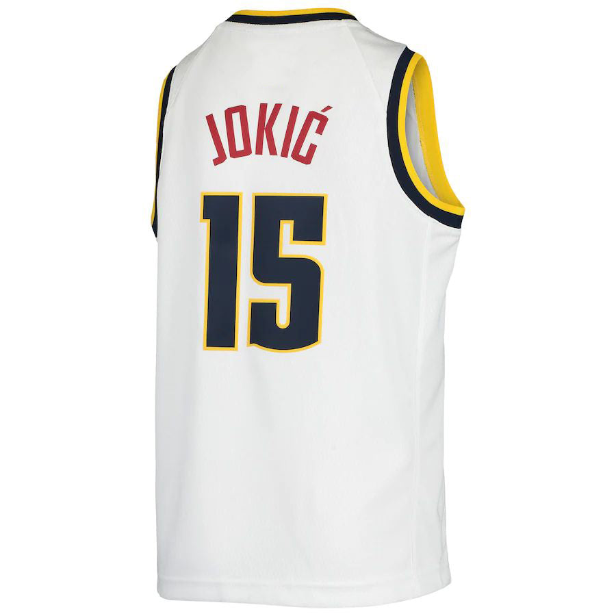 D.Nuggets #15 Nikola Jokic 2019-20 Swingman Jersey Association Edition White Stitched American Basketball Jersey