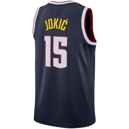 D.Nuggets #15 Nikola Jokic Replica Swingman Jersey Icon Edition Navy Stitched American Basketball Jersey