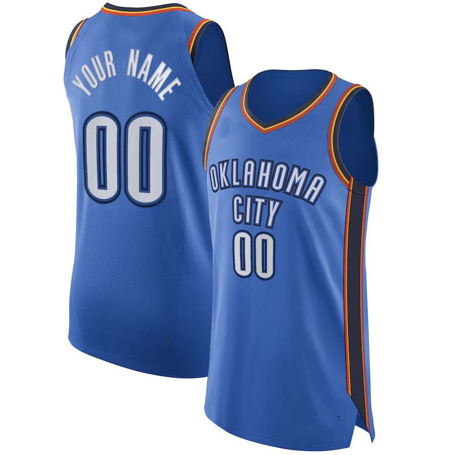 Custom OC.Thunder Authentic  Jersey Blue Icon Edition Stitched Basketball Jersey