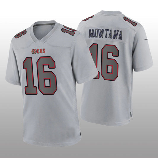 SF.49ers #16 Joe Montana Gray Atmosphere Game Retired Player Jersey Stitched American Football Jersey