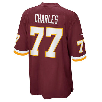 W.Football Team #77 Saahdiq Charles Burgundy Game Player Jersey Stitched American Football Jerseys