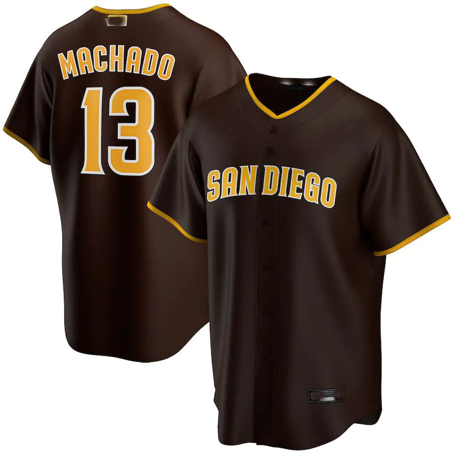 San Diego Padres #13 Manny Machado Brown Alternate Replica Player Jersey Baseball Jerseys