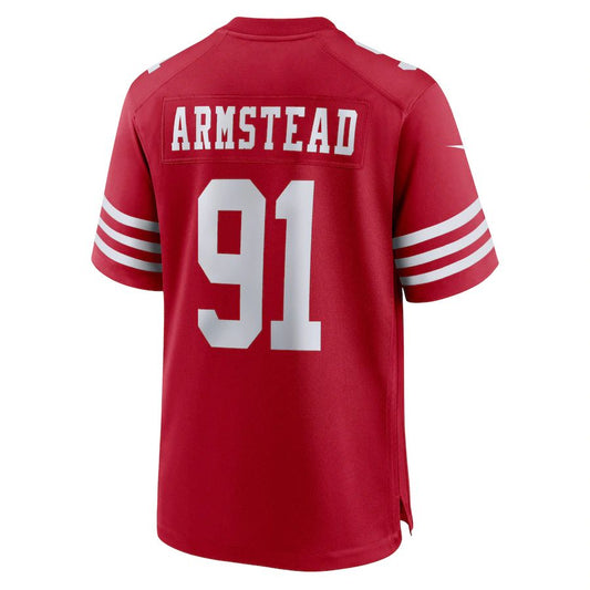 SF.49ers #91 Arik Armstead Scarlet Player Game Jersey Stitched American Football Jerseys