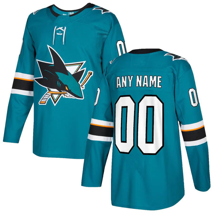 Custom SJ.Sharks Authentic  Jersey  Teal Stitched American Hockey Jerseys