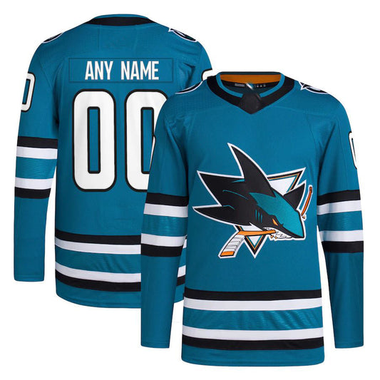 Custom SJ.Sharks Home Primegreen Authentic Pro Jersey Teal Stitched American Hockey Jerseys