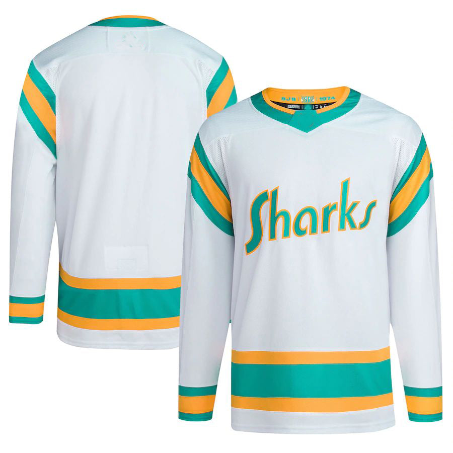 SJ.Sharks Reverse Retro 2.0 Authentic Blank Jersey White Stitched American Hockey Jerseys