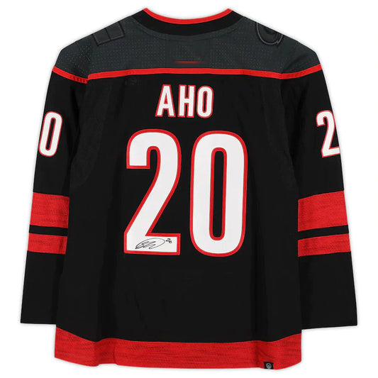 C.Hurricanes #20 Sebastian Aho Fanatics Authentic Autographed Black Alternate Jersey Black Stitched American Hockey Jerseys