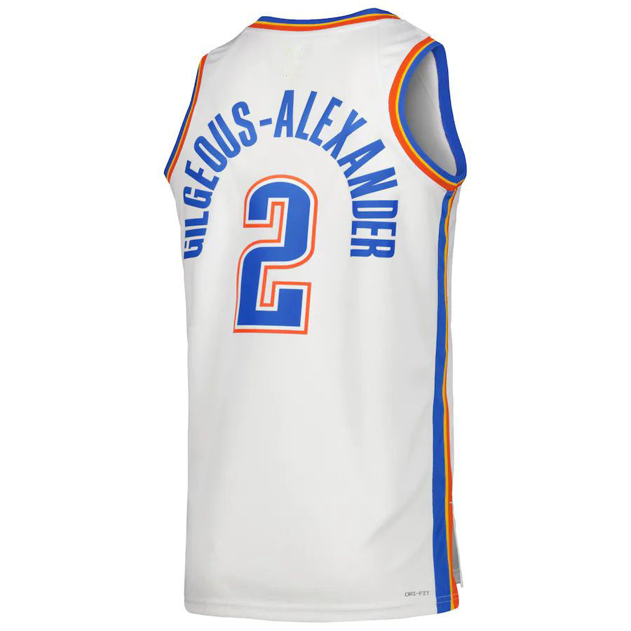 OC.Thunder #2 Shai Gilgeous-Alexander Unisex 2022-23 Swingman Jersey White Association Edition American Basketball Jersey