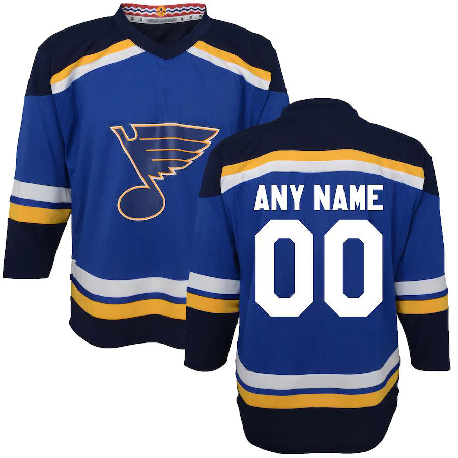 Custom St.L.Blues Toddler Home Replica Jersey  Blue Stitched American Hockey Jerseys