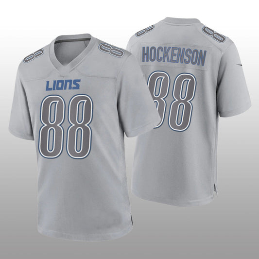 D.Lions #88 T.J. Hockenson Gray Game Atmosphere Jersey  Stitched American Football Jerseys