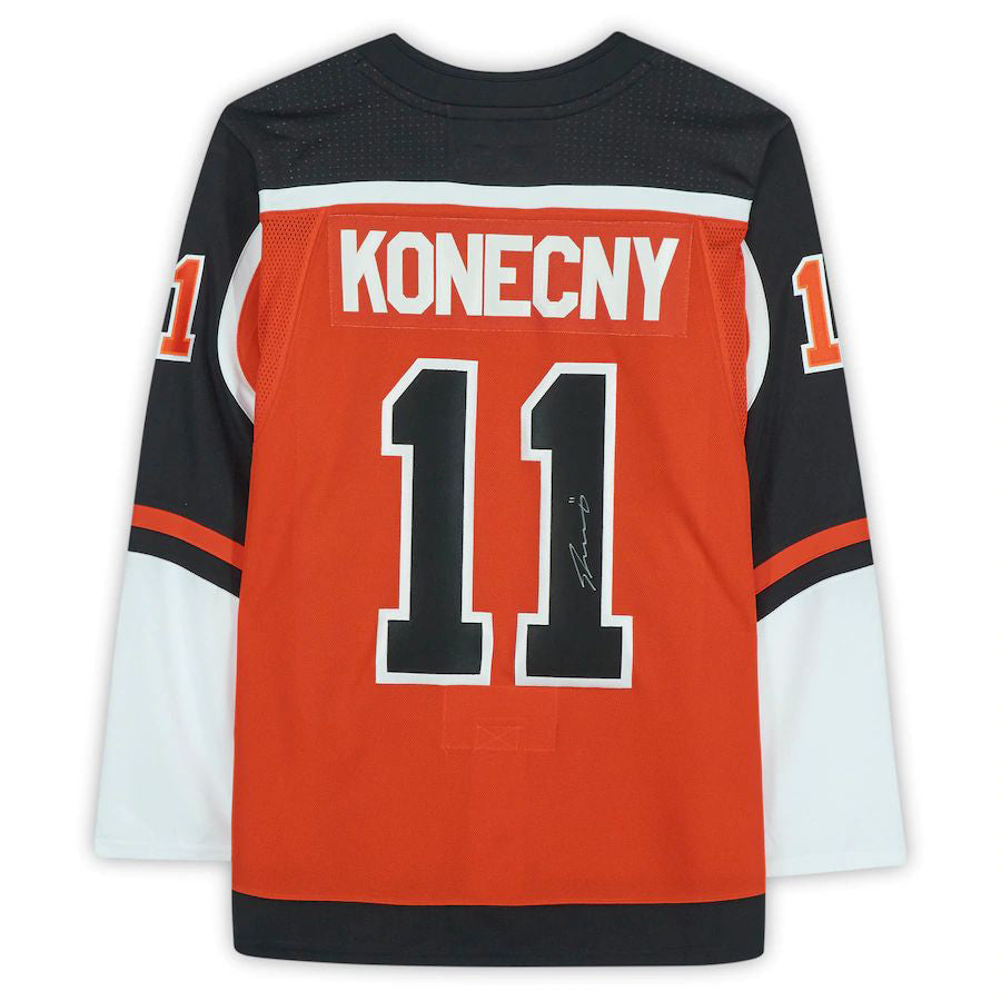 P.Flyers #11 Travis Konecny Fanatics Authentic Autographed 2020-21 Reverse Retro  Orange Stitched American Hockey Jerseys